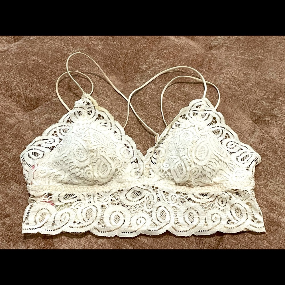 White Lacey PINK bralette